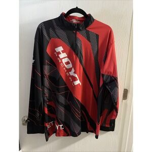Hoyt Archery Men's 1/4 Long Sleeve Zip Up Shirt Red Black XL Shooter Jersey